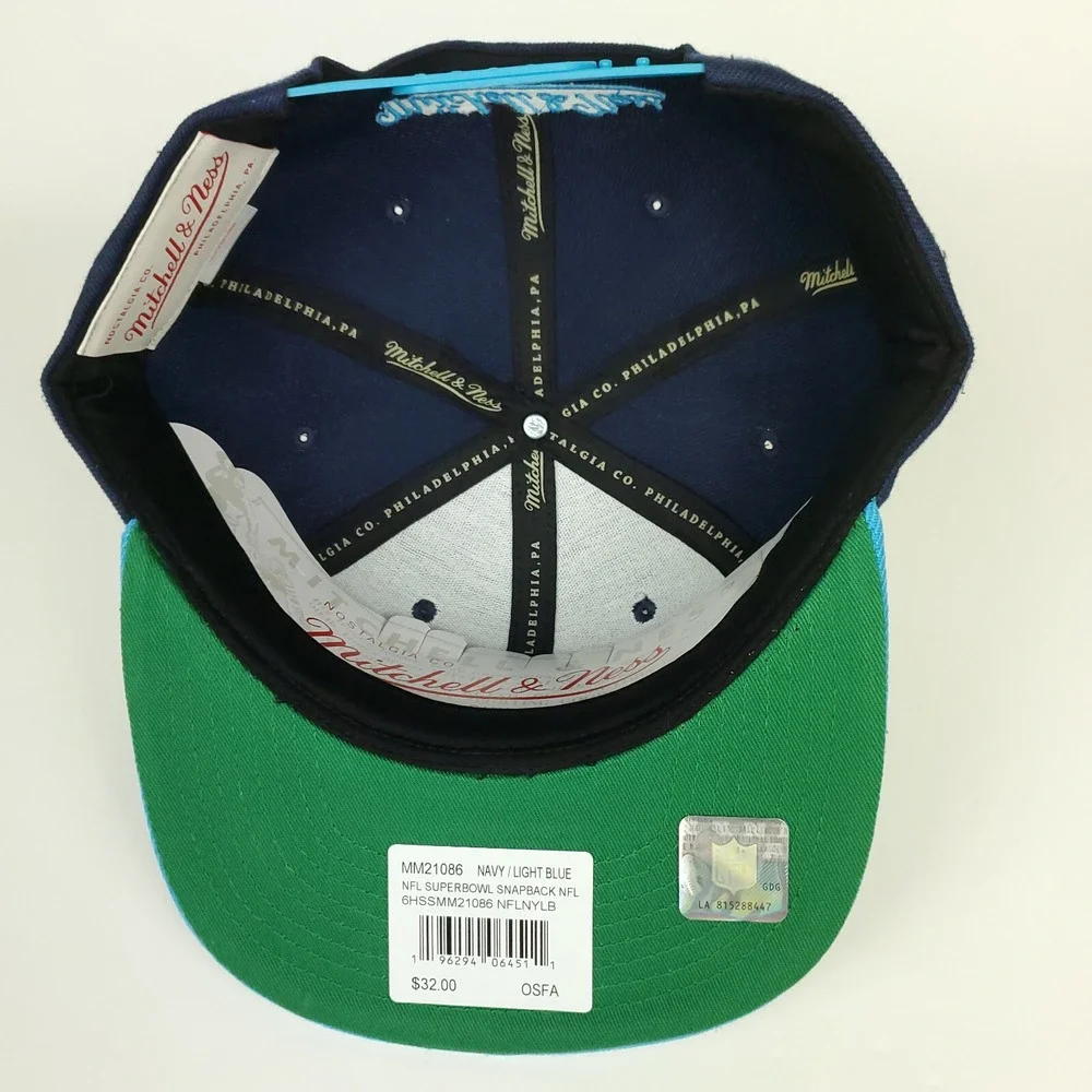 Super Bowl XXXVII Mitchell & Ness NFL Snapback Hat Cap 3D‎ Logo Navy Cyan NWT